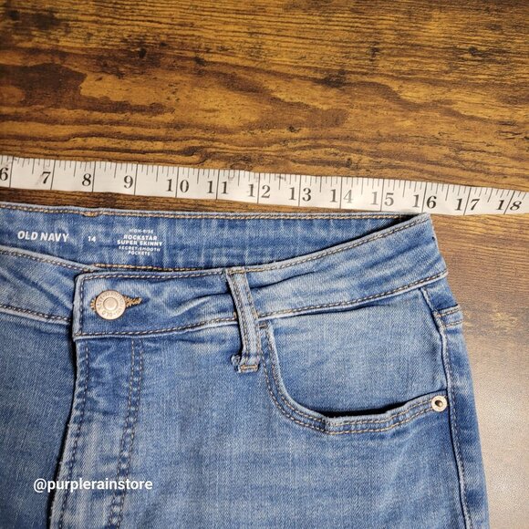 Old Navy Jeans 14 Rockstar Hi Rise Super Skinny Tummy Control Medium Light Wash - Picture 6 of 11